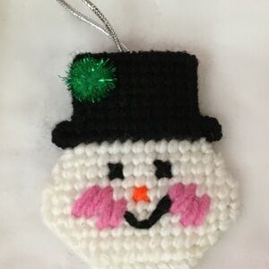 Crochet Snowman Ornament with Black Hat